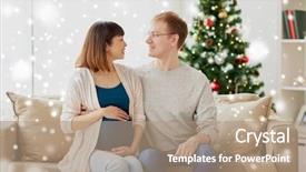  Presentation with christmas holidays - PPT layouts enhanced with husband at home at christmas background and a coral colored foreground
