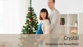  Presentation with christmas holidays - Colorful theme enhanced with husband at home at christmas backdrop and a coral colored foreground