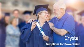  Presentation with graduation - Beautiful PPT theme featuring husband at outdoor graduation ceremony backdrop and a ocean colored foreground