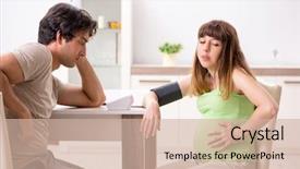  Presentation with husband and wife - Presentation featuring checking pregnant wife's blood background and a  colored foreground