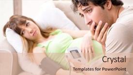  Presentation with blood pressure - Presentation theme enhanced with checking pregnant wife's blood background and a  colored foreground