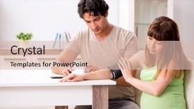  Presentation with blood pressure - PPT theme with checking pregnant wife's blood background and a  colored foreground
