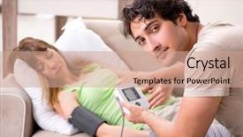  Presentation with blood pressure - Beautiful slides featuring checking pregnant wife's blood backdrop and a coral colored foreground