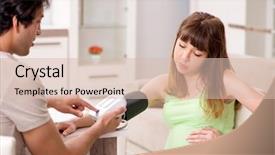  Presentation with blood pressure - PPT theme with checking pregnant wife's blood background and a lemonade colored foreground