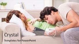  Presentation with blood pressure - Slide set with checking pregnant wife's blood background and a lemonade colored foreground