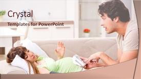  Presentation with blood pressure - Beautiful slides featuring checking pregnant wife's blood backdrop and a lemonade colored foreground