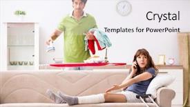  Presentation with wife - Audience pleasing slide set consisting of husband helping leg injured wife backdrop and a sky blue colored foreground