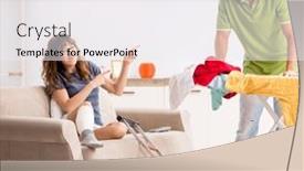  Presentation with wife - Slides consisting of husband-helping-leg-injured-wife background and a white colored foreground