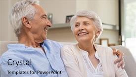  Presentation with married couple - Audience pleasing presentation theme consisting of husband hugging his beautiful wife backdrop and a light blue colored foreground