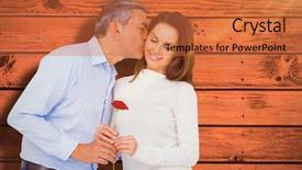  Presentation with pink rose - Amazing presentation theme having husband kissing wife while holding rose against pink paint splashed surface backdrop and a red colored foreground