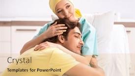  Presentation with wife - Presentation consisting of husband-looking-after-wife background and a coral colored foreground