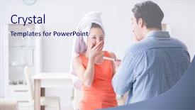  Presentation with husband and wife 3 d - PPT theme having husband looking at pregnancy test background and a sky blue colored foreground