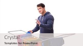  Presentation with laundry - Slides with husband-man-doing-laundry-isolated background and a light gray colored foreground