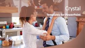  Presentation with saying goodbye - Slide deck with husband saying goodbye to wife background and a coral colored foreground