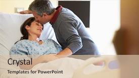  Presentation with hospital - PPT theme enhanced with husband visiting wife in hospital background and a lemonade colored foreground