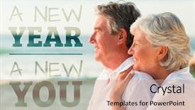  Presentation with new year - Presentation theme with husband while standing at beach background and a coral colored foreground