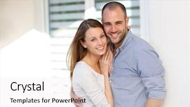  Presentation with cheerful - Presentation theme featuring husband wife - cheerful couple standing in front background and a white colored foreground