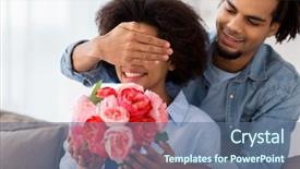  Presentation with happy holidays - Presentation theme enhanced with husband wife - family holidays and people concept background and a ocean colored foreground