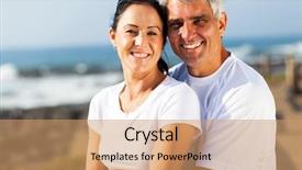  Presentation with middle ages portrait - Presentation theme featuring husband wife - portrait of middle aged couple background and a coral colored foreground