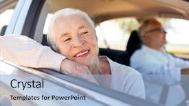  Presentation with old people - Colorful PPT theme enhanced with husband wife - road trip travel and old backdrop and a light blue colored foreground
