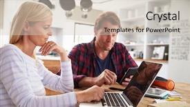  Presentation with sitting posture and computer ergonomics - Beautiful presentation theme featuring husband wife - stressed couple sitting in their backdrop and a soft green colored foreground