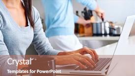  Presentation with healthy relationship - Cool new PPT theme with husband wife - woman working on laptop backdrop and a coral colored foreground