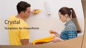  Presentation with broken home upset couple - Amazing PPT layouts having husband wife - young couple painting wall backdrop and a coral colored foreground