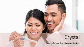  Presentation with positive and motivated - Presentation design having husband with positive pregnancy test background and a coral colored foreground