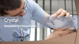  Presentation with husky - Presentation theme having husky puppy at vet background and a light blue colored foreground