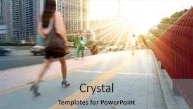  Presentation with china guangzhou - Presentation design featuring hustle - girls walking to work background and a light gray colored foreground