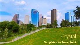  Presentation with texas - Colorful theme enhanced with huston skyline from eleanor tinsley park texas us usa backdrop and a tawny brown colored foreground