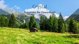  Presentation with hut - Slide deck consisting of hut-in-mountains background and a light blue colored foreground