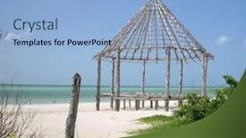  Presentation with hut - Amazing theme having hut palapa construction wooden structure holbox mexico caribbean sea backdrop and a light blue colored foreground