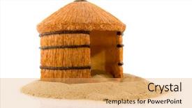  Presentation with hut - Slide deck consisting of huts - african straw hut background and a yellow colored foreground