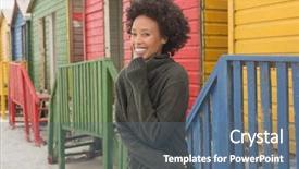  Presentation with hut - Presentation consisting of huts - front view of pretty happy background and a ocean colored foreground