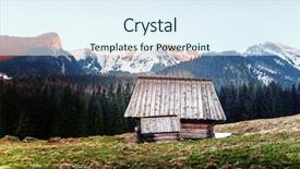  Presentation with hut - Audience pleasing presentation theme consisting of huts - old wooden hut and sunset backdrop and a sky blue colored foreground