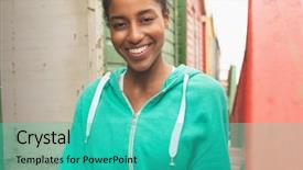  Presentation with race - Presentation theme featuring huts - portrait of beautiful young mixed-race background and a  colored foreground