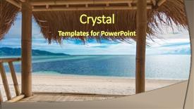  Presentation with hut - Amazing slides having huts - seaview from bamboo hut backdrop and a tawny brown colored foreground