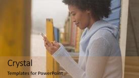  Presentation with african america - PPT theme having huts - side view of happy young background and a gold colored foreground