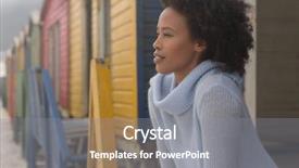  Presentation with hut - Presentation design featuring huts - side view of thoughtful young background and a gray colored foreground