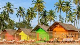  Presentation with palm beach - Presentation consisting of huts on the sandy beach background and a gold colored foreground