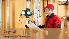  Presentation with hvac system - Amazing slide set having hvac - maintenance repairman engineer of heating backdrop and a gold colored foreground