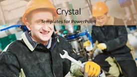  Presentation with boiler - Audience pleasing presentation theme consisting of hvac - technicians of heating system backdrop and a coral colored foreground