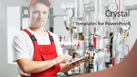  Presentation with hvac system - Colorful presentation theme enhanced with hvac engineering - boiler heating system inspection backdrop and a light gray colored foreground