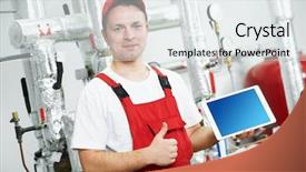  Presentation with hvac system - Colorful presentation theme enhanced with hvac engineering - boiler heating system inspection backdrop and a sky blue colored foreground