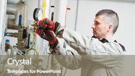  Presentation with boiler - Audience pleasing PPT theme consisting of hvac engineering - heating engineer or plumber backdrop and a gray colored foreground