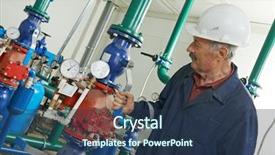  Presentation with boiler - Theme with hvac engineering - heating engineer repairman in boiler background and a tawny brown colored foreground