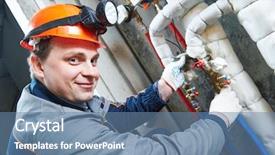  Presentation with hvac engineering - Presentation with hvac engineering - plumber technician works with water background and a teal colored foreground