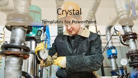  Presentation with water pump - Slide deck enhanced with hvac engineering - plumber technician works with water background and a lemonade colored foreground