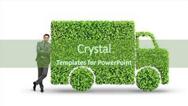  Presentation with electric car - PPT theme featuring hybrid auto battery - electric car concept in green background and a tawny brown colored foreground